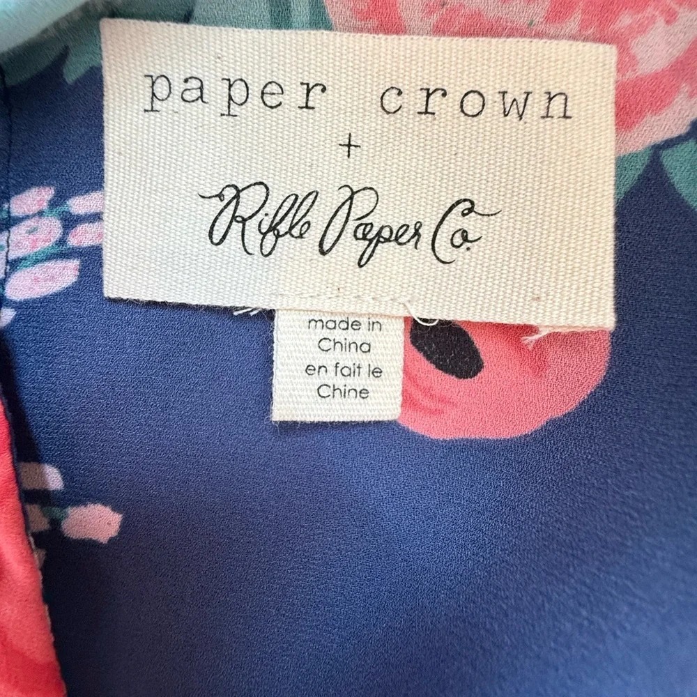 Rifle Paper Co. x Paper Crown Floral Top in Navy and  Pink - Picture 9 of 11